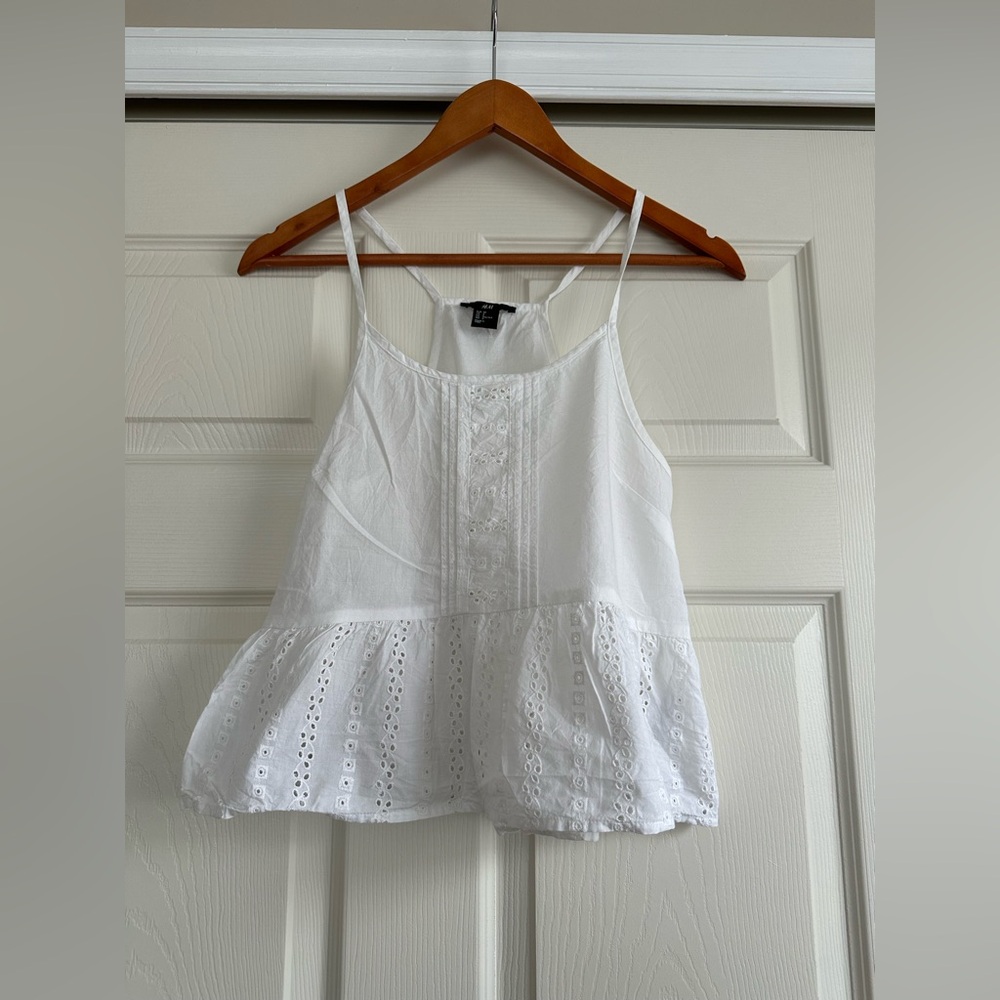 Forever 21 White Linen-Like Racer Back Shirt - Picture 1 of 3